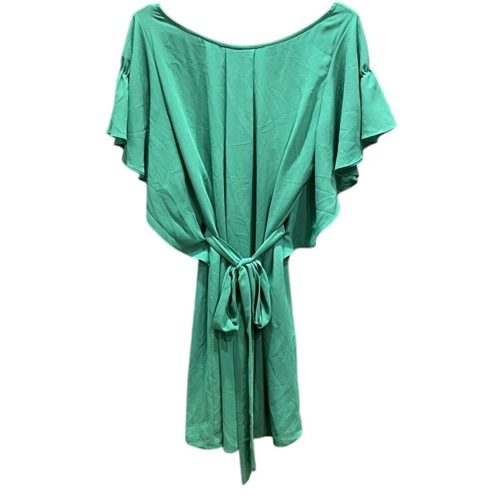 Green oversize bodice Midi Dress Tie Waist with flowing Sleeves Size Small